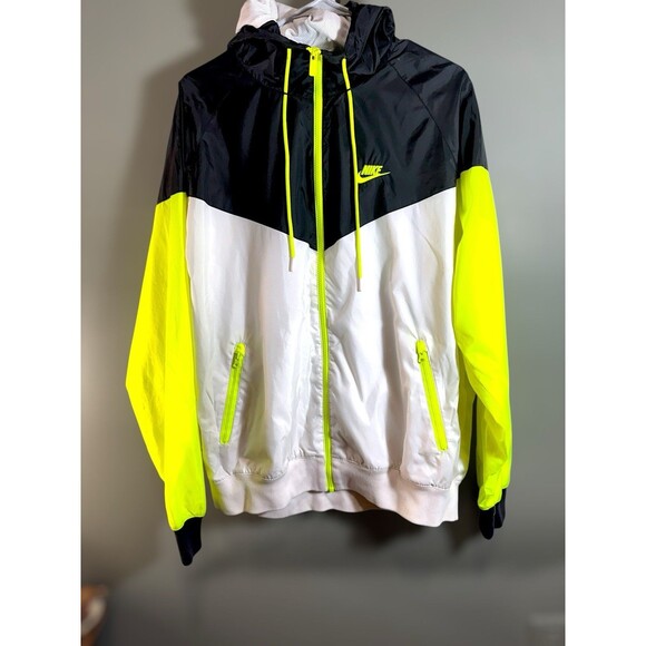 Nike Windrunner Colorblock Windbreaker Jacket Black White Volt Men’s Medium - Picture 2 of 4